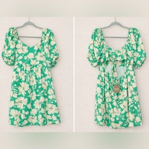 Kori Green and White Floral Mini Dress
